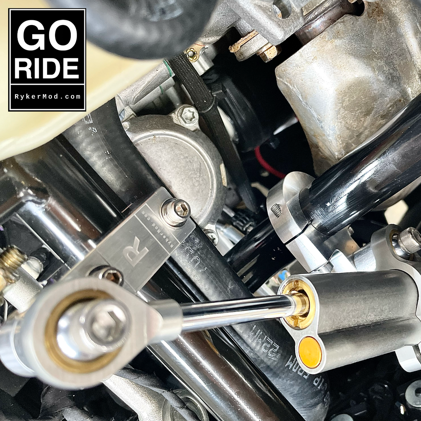 RykerMod Steering Stabilizer Bracket Kit with Ohlins Stabilizer.