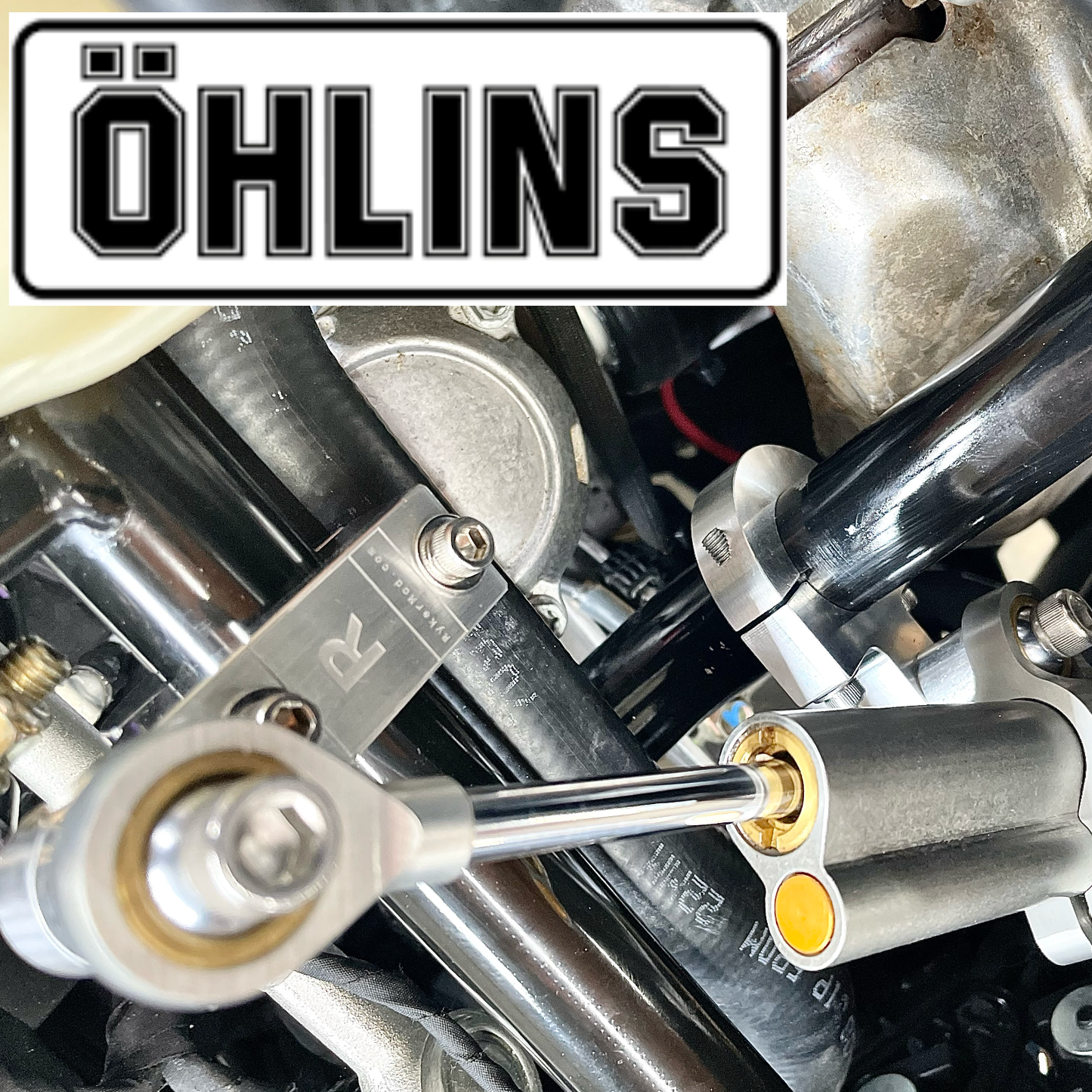 RykerMod Steering Stabilizer Bracket Kit with Ohlins Stabilizer.